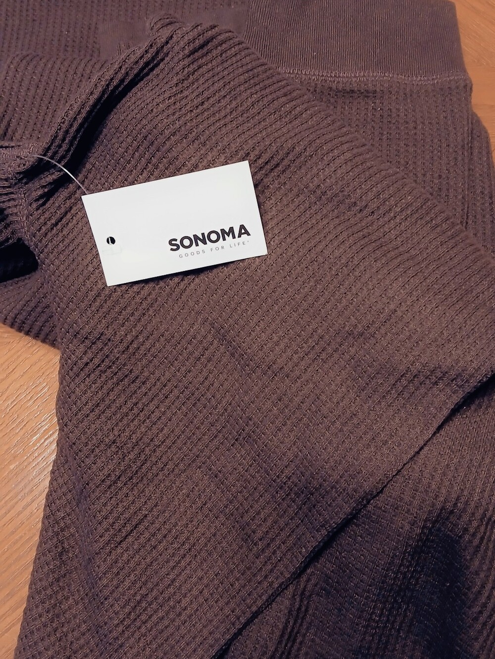 Sonoma Waffle Knit Top in Chocolate Brown Longsleeve
